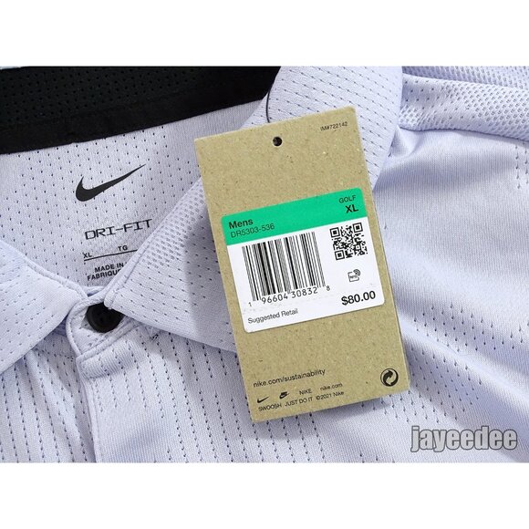 $80 NIKE GOLF JAQUARD TOUR POLO SHIRT DR5303-536 OXYGEN PURPLE/BLACK XL - Picture 9 of 9